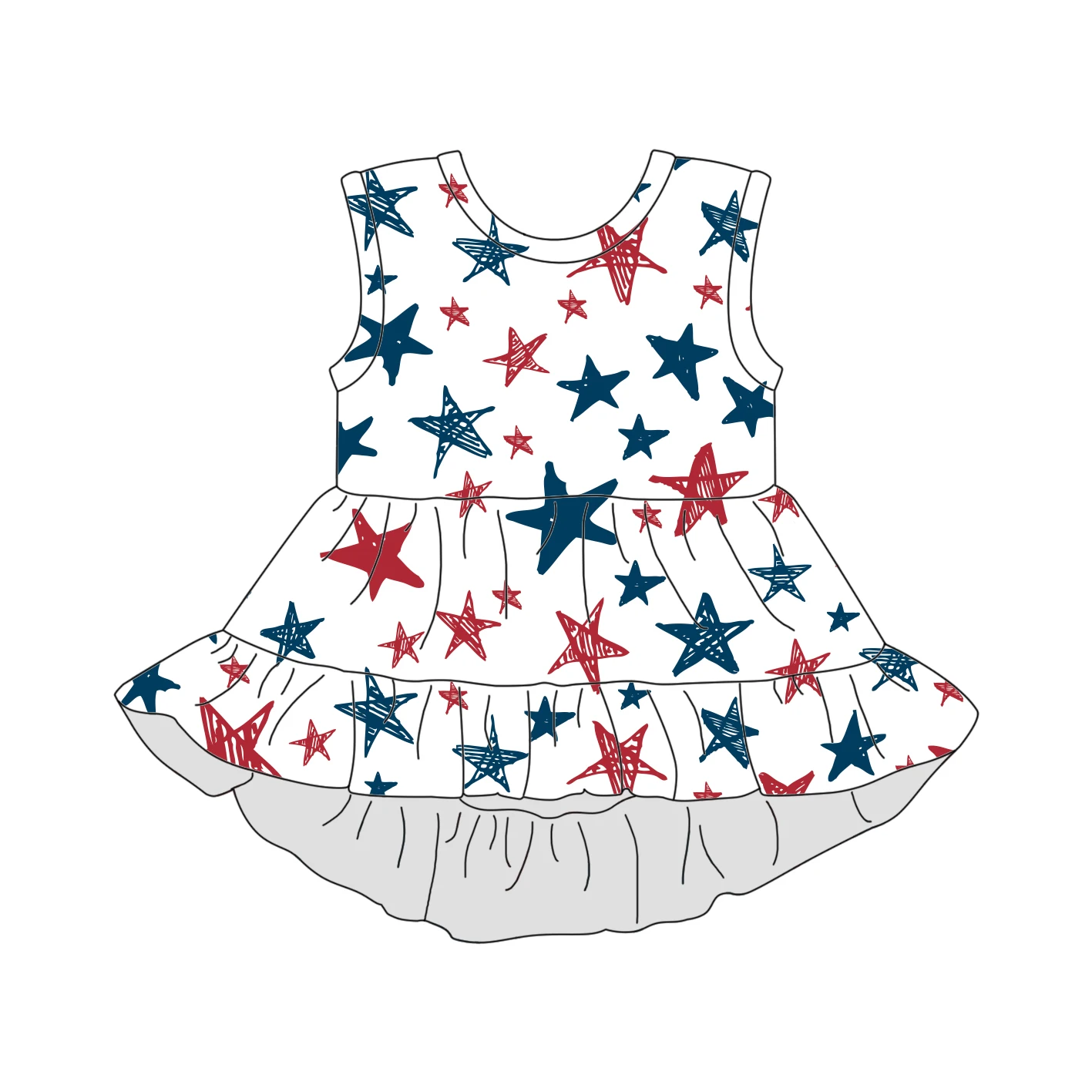 Liangzhe Sleeveless Round Neck Dresses For Girls Casual Kids cute Peplum Skirt Girl July 4th Summer Dress