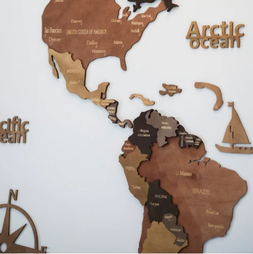 Solid wood world map  Nordic travel  living room background  wall decoration large decorative paintings  office school