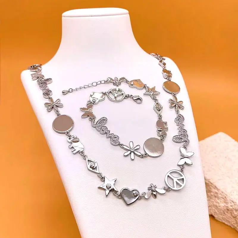 CH-LHB0476 Luxury Gold Plated Heart Charm Necklace Bracelet Adjustable Star Charms Bracelet Gold Heart Love Connector Bracelet