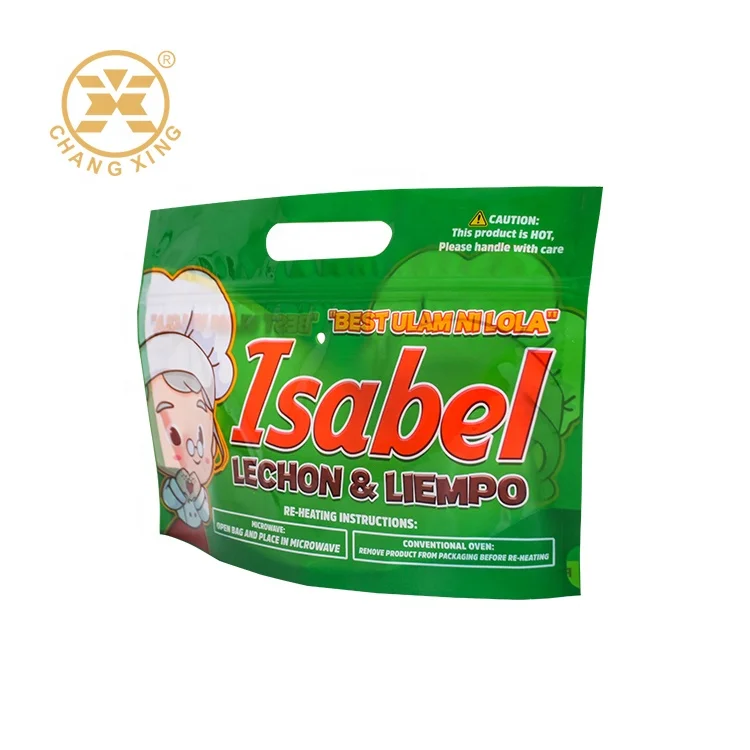 Roasted Chicken Bag Food Grade Plastic Chicken Packaging Bag with Vent Hole Zipper Pouch with Handle