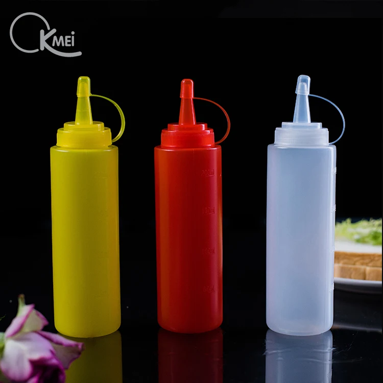 8oz/12oz/16oz/24oz kitchen ketchup dispenser condiment bottles plastic squeeze sauce bottles