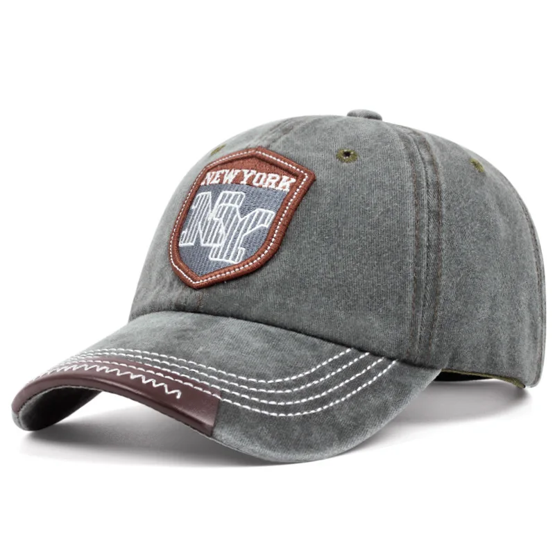 Wholesale Custom Logo Adjustable Baseball Cap Hat Women Men Solid American New York Logo Dad Cap Sun Baseball Hat