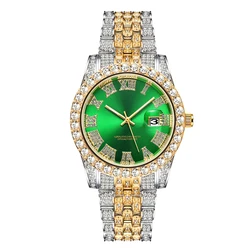 OEM Logo Hip-hop Roman Numeral Stylish Diamonds Luxury Large Dial Quartz Watch For Men