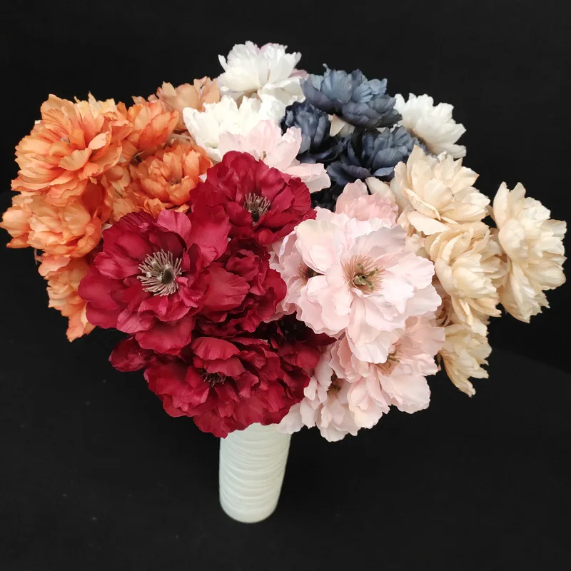 Cheap Peony Flowers Artificial Flower Bouquet For Wedding Room Decoration