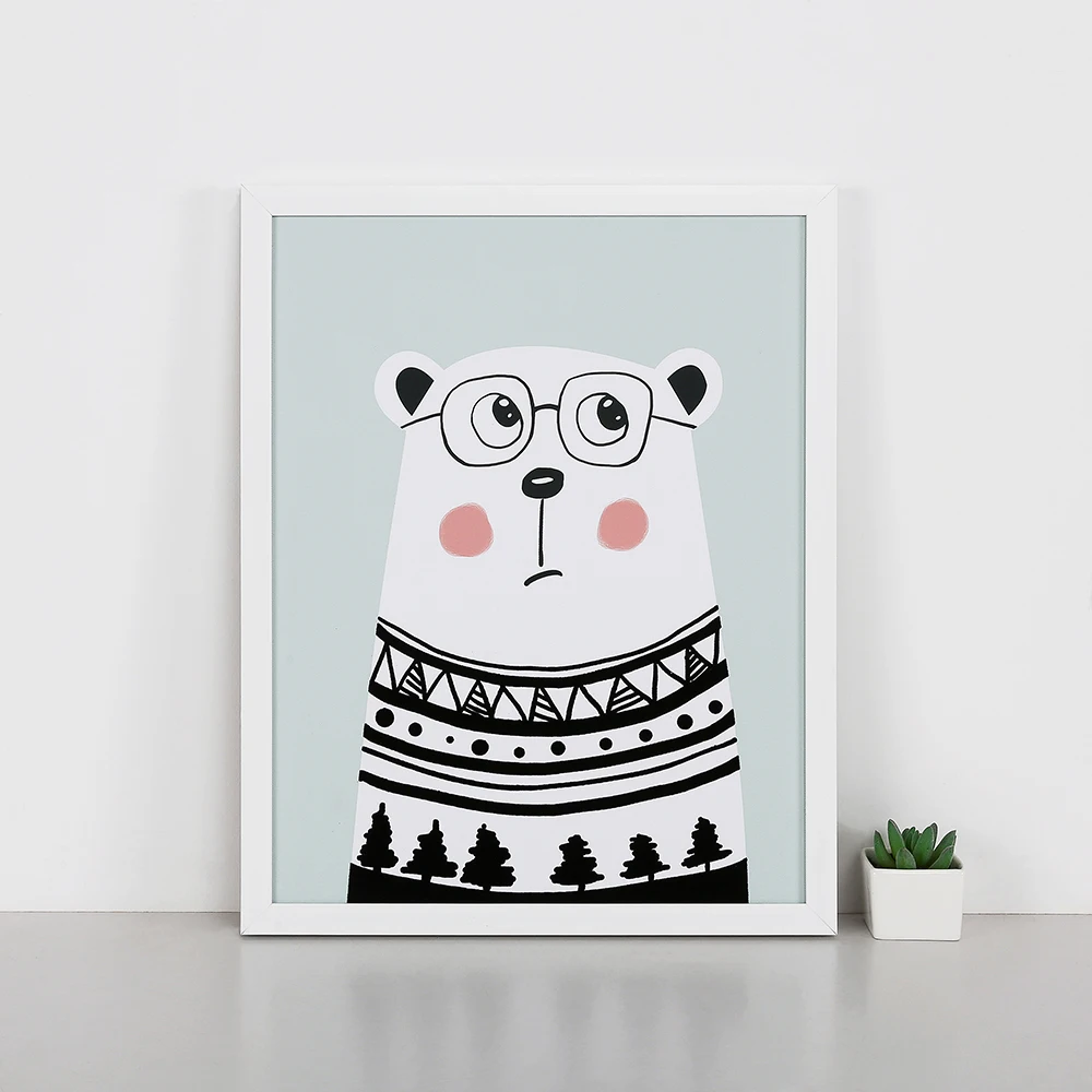 Wall framed pictures cute bear painting for baby room wall decor art