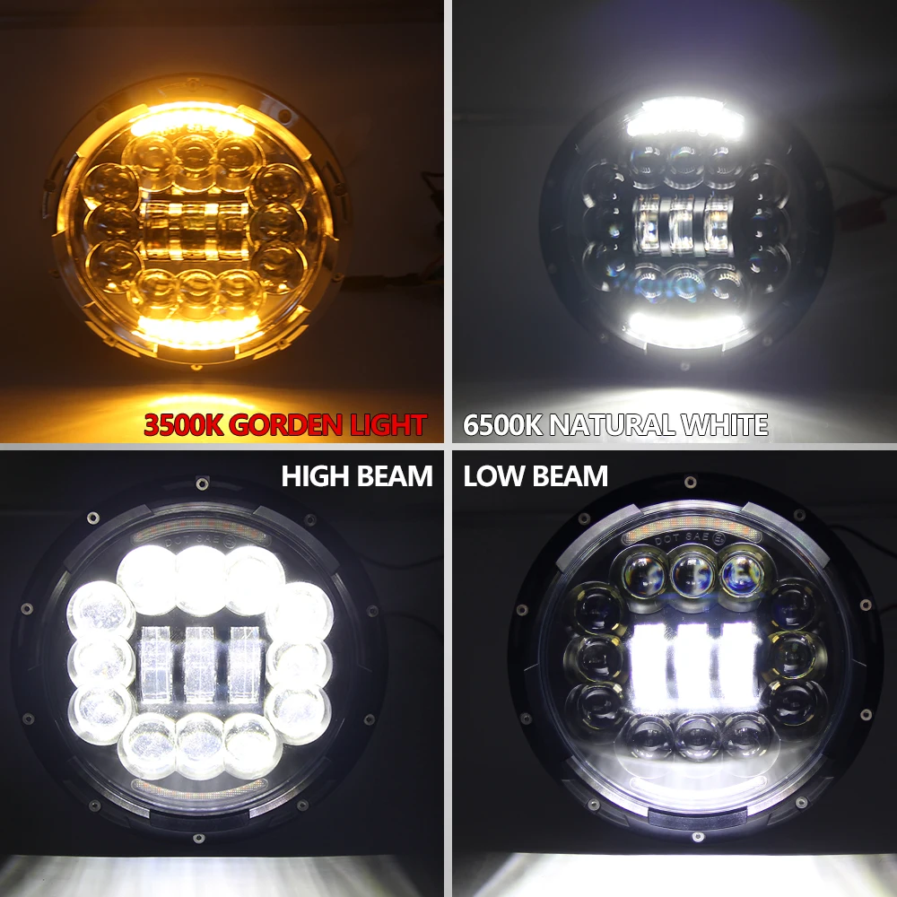
Dot Approved Daymaker 50W 30W Turn Amber Hi Lo Halo Ring 12v 24v Round DRL H4 Angle Eye 7