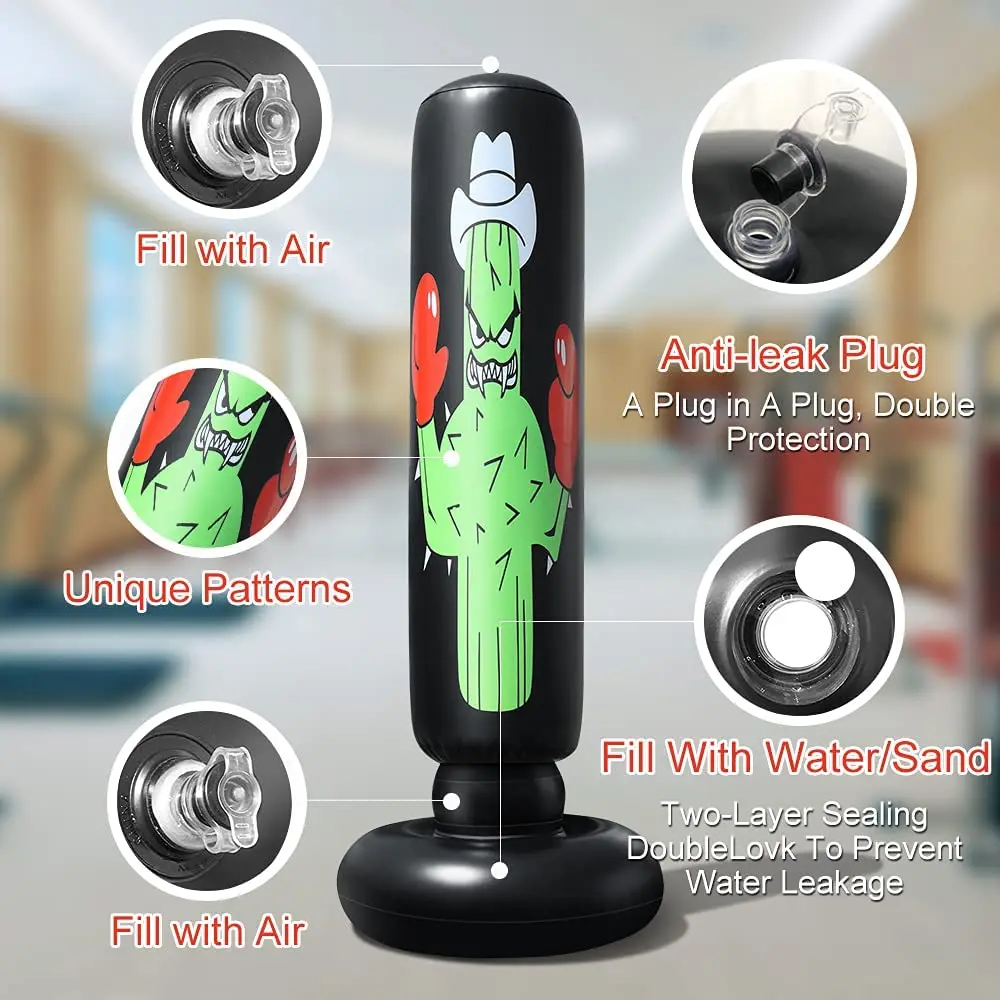 Real Punching Bag for Kids Adults, Stand Punching Bag With Stand for Practicing Kick Boxing Bag Punching