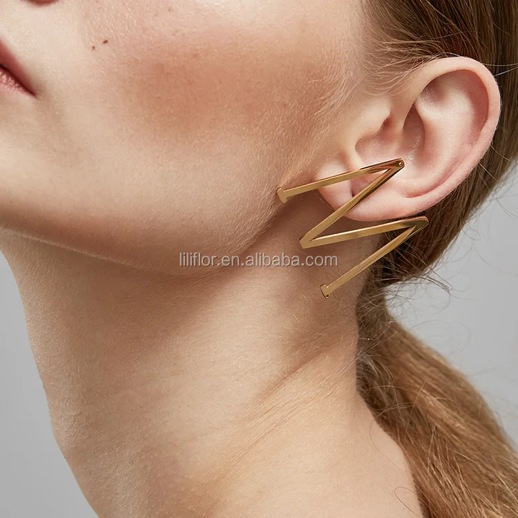 18k Gold Plating Stainless Steel Jewelry Initial Letter Stud Earrings Capitals Gold color Single Earrings EEF1012 0