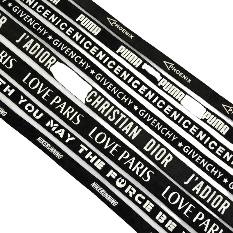  Custom Logo Soft Black Jacquard Elastic High Strength Webbing For Sports