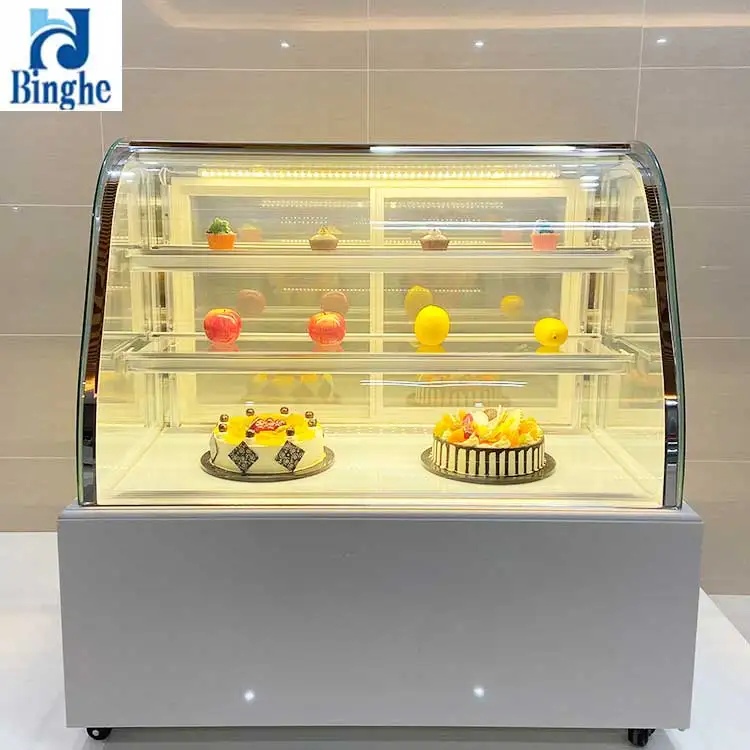 Supermarket bakery coffee shop glass display equipment for refrigerated fruits and vegetables