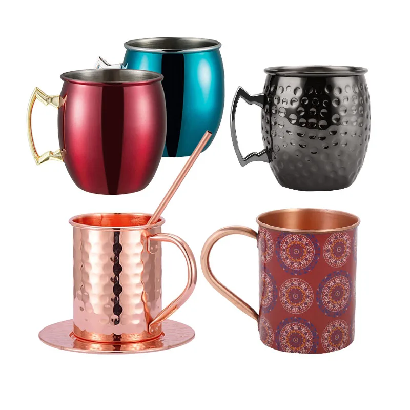 Spray paint electroplated 12oz 16oz 18oz 20oz stainless steel silver gold moscow mule copper mug laser printing stamping logo