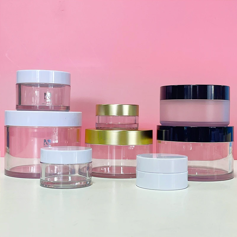 High quality Luxury 250ml Cosmetic container body butter Reusable PET Plastic Thick Wall Cosmetic Jar with lid