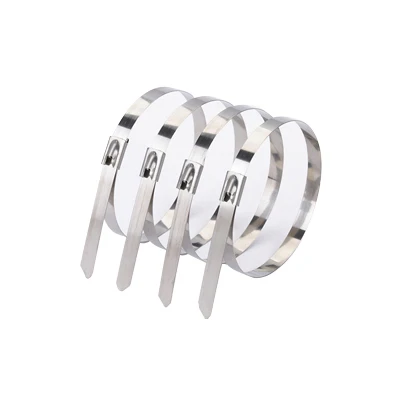 SS304 Stainless Steel Durable Self Locking PVC Coated  Cable Zip Tie Clips