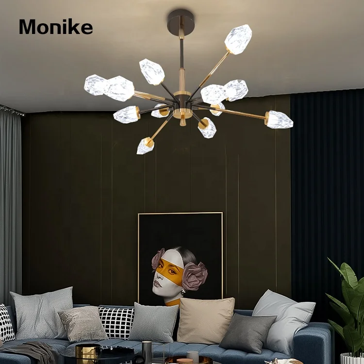 New Product Black Gold Decoration Restaurant Hotel Living Room Luxury LED Chandelier Pendant Light