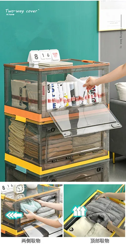 Home Student Book Storage Box Information Foldable Transparent Design Book Dormitory Finishing Storage Box