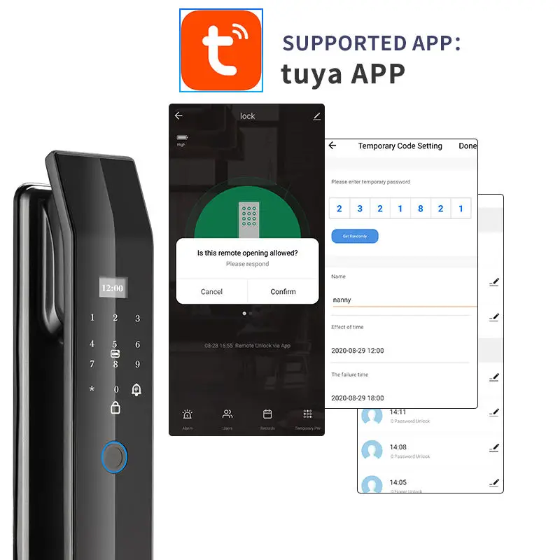 Factory Price Fingerprint Smart Door Lock RFID WIFI Password Keyless Apartment Room Lock Tuya APP Digital Door Lock