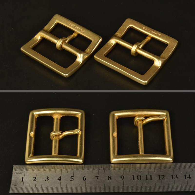 Carosung Wholesale Custom Solid Brass Single Prong Square Belt Buckle 40mm Copper Center Bar Pin Buckles
