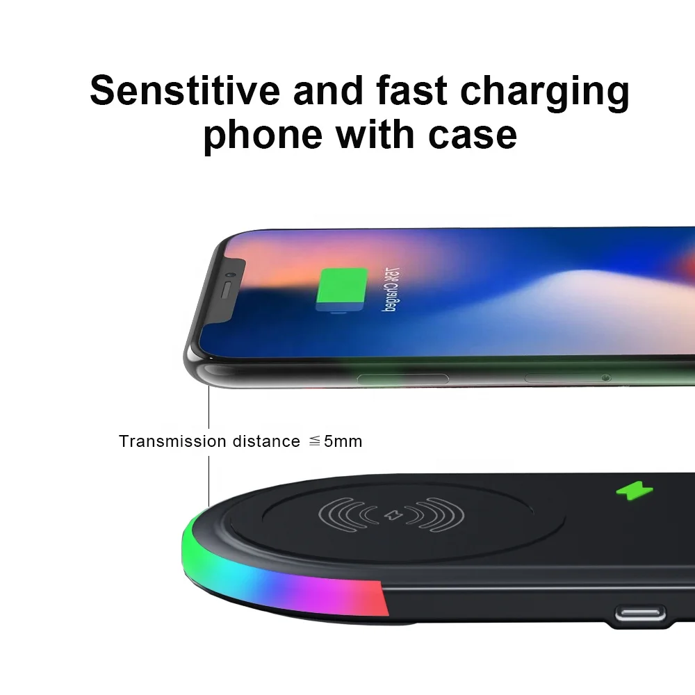 Qi 15W Fast Wireless Charger Portable Fast Wireless Charger Pad Dual Coil Fast Charging 15W for Iphone/samsung Mobile Phone WC-2
