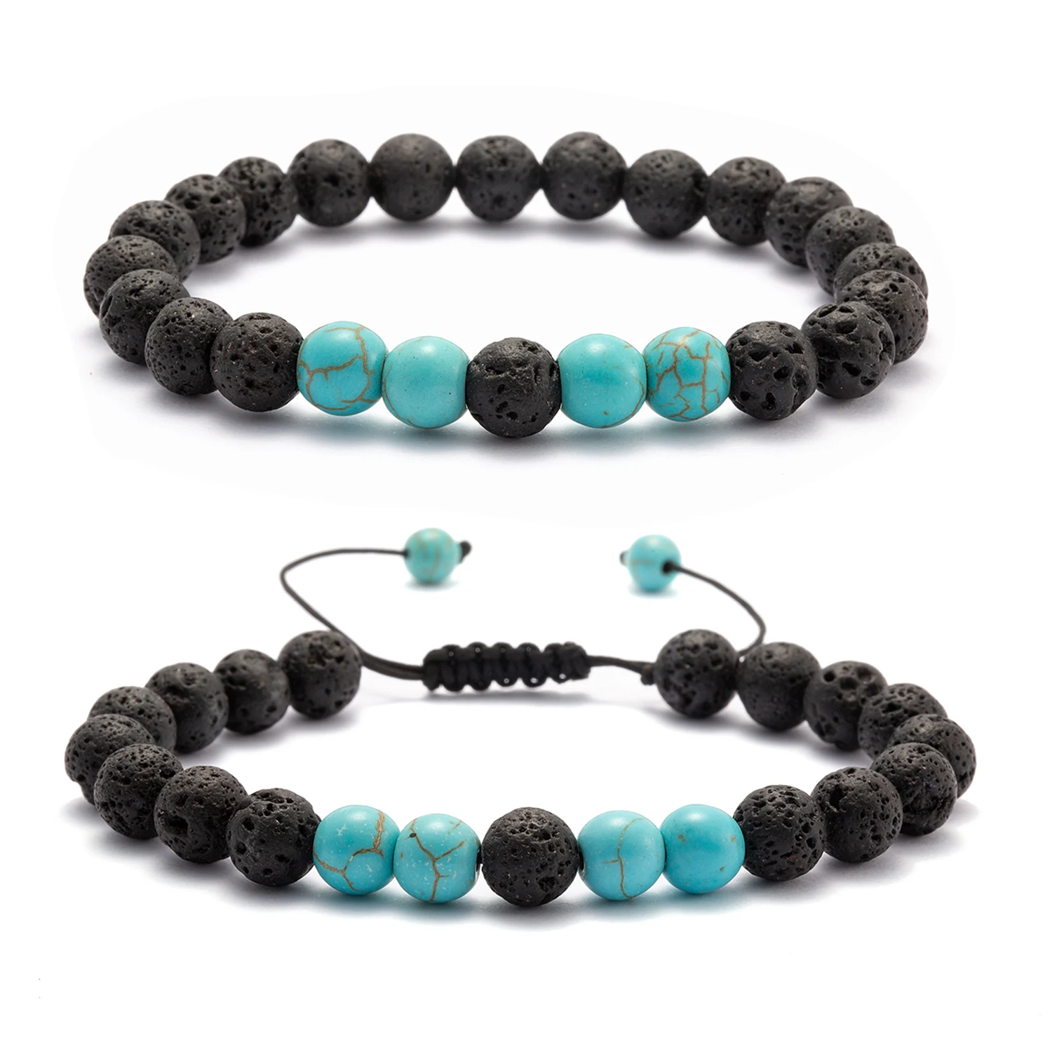 
Joycuff Wholesale Custom Charm Beads Natural Stone Lava Bead Bracelet His And Hers Bracelets Couple Bracelet 