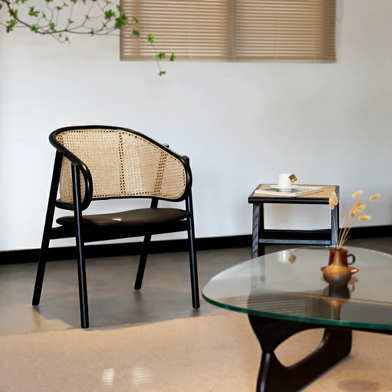 modern elegant luxury Antique design vintage hotel dining back Ash bench solid wooden arm chair with rattan seat