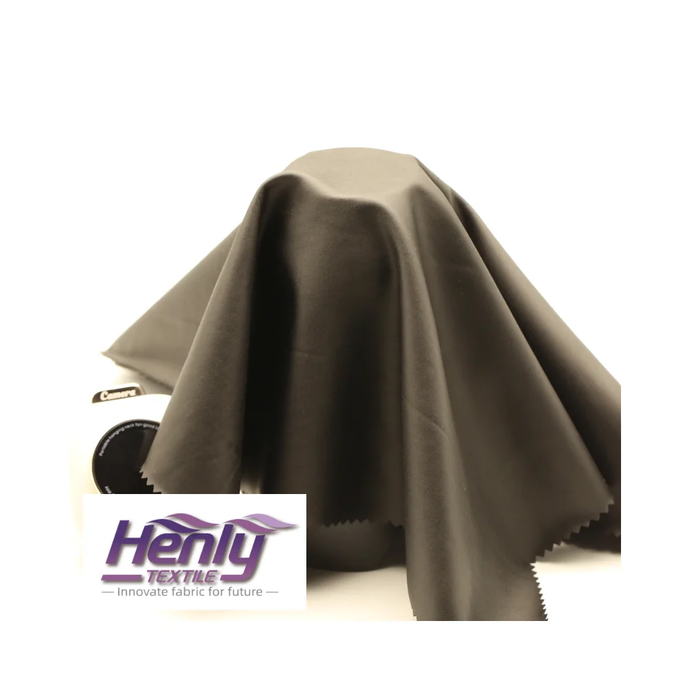 HTCF230638B 80%NYLON 20%SPANDEX 220GSM Knitted Fabric Boned with Leather Look