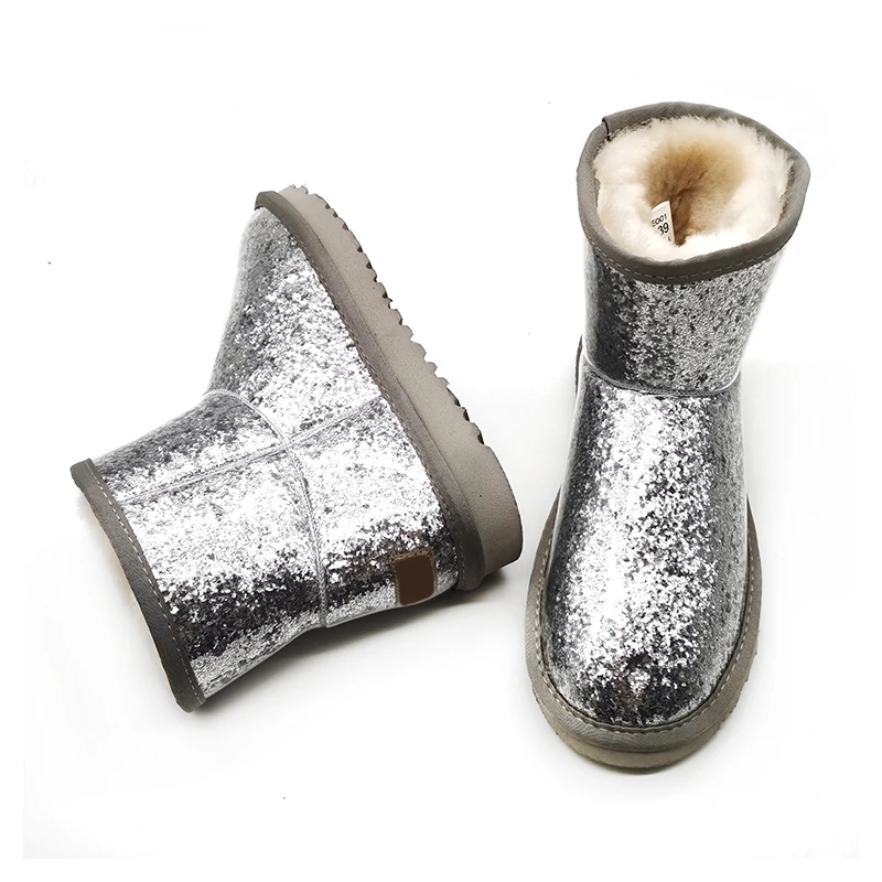 Хит продаж; Блестящие; Овечья меховая кожа из натуральной кожи; Водонепроницаемые женские сапоги в комплекте из водонепроницаемого материала