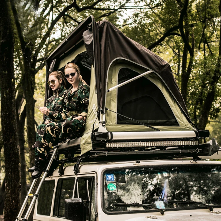 2 person self-driving tour tent hydraulic pole soft shell manual car roof tent outdoor camping car tent