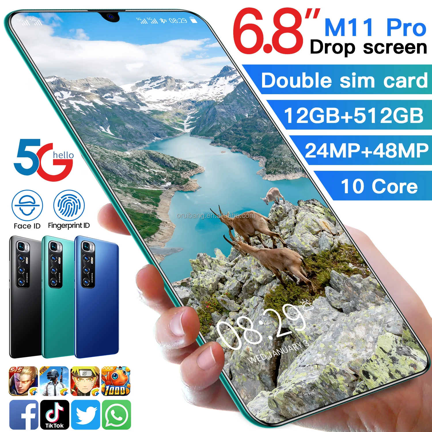  Newest Mobile M11 Pro Vivo Cell Phone HD Screen High Quality Techno Gaming