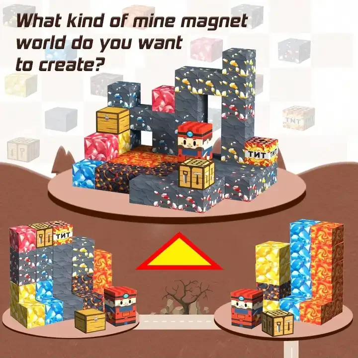 CAYI My World Magnetic Block Dungeon Adventure Creative Diy Magnetic   Toys Cubes Building Block Set Educational Toys for kids