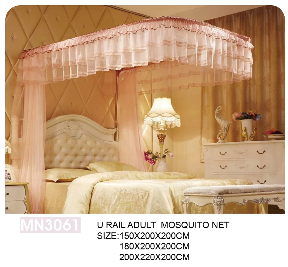 Factory Direct New Court Folding Rail Lace U-rail Adult Mosquito Net
