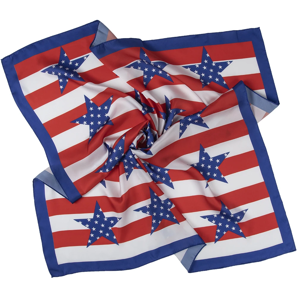 Liberty Patriotic Red White Blue America Silky Scarf   4th Of July Scarf  USA American Country Flag style Stripe&Stars  Scarf