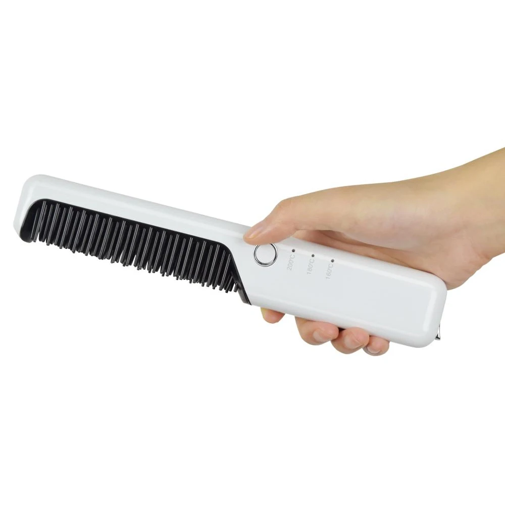2021 Best selling OEM 200 degree Cordless wireless beard hair straightener brush for men/women
