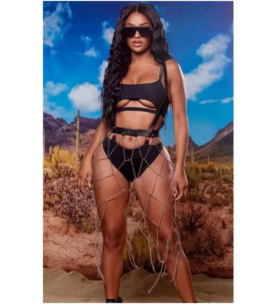 Women Leather Skirt Body Harness Leather Black Skirt Faux Leather Fringe Tassel Studded Mini Skirt