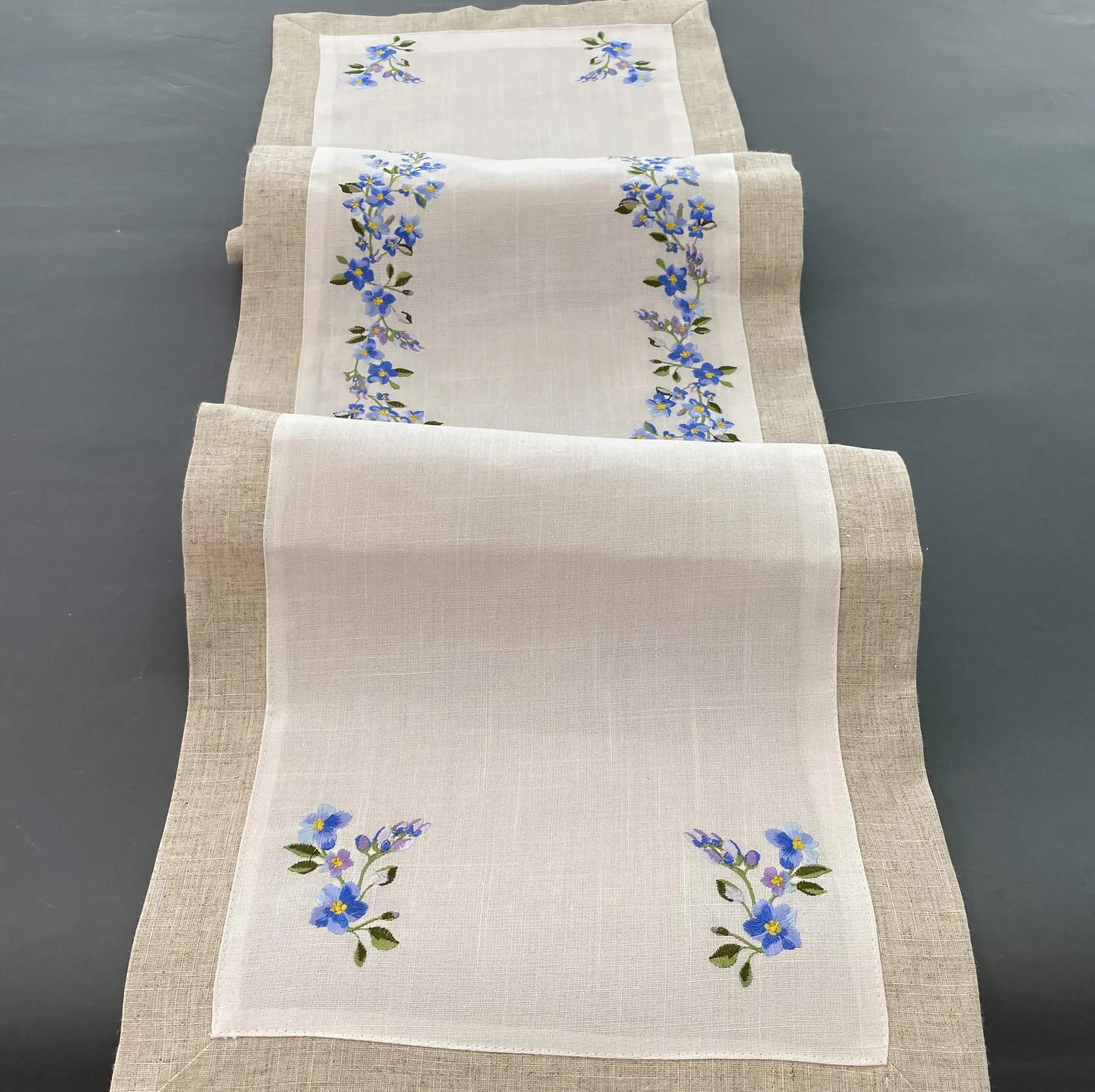 Double layer embroidered table runner tablecloth table cover table cloth