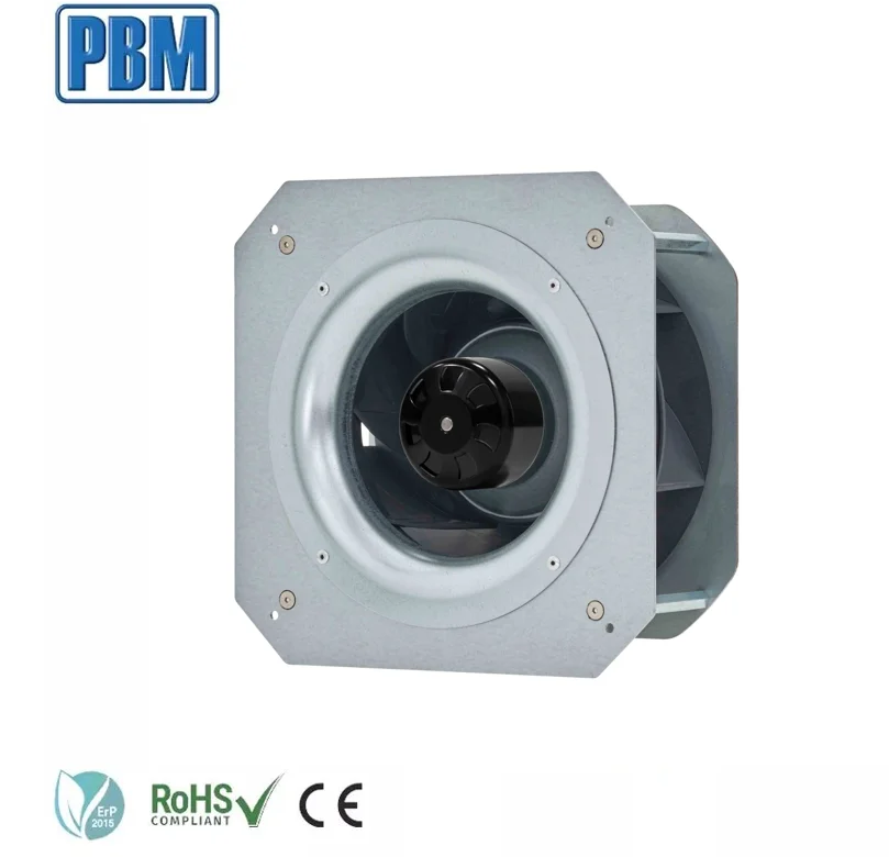 High Power External Rotor Motor EC-DC IP55 190mm Centrifugal Backward Fan with Support Bracket