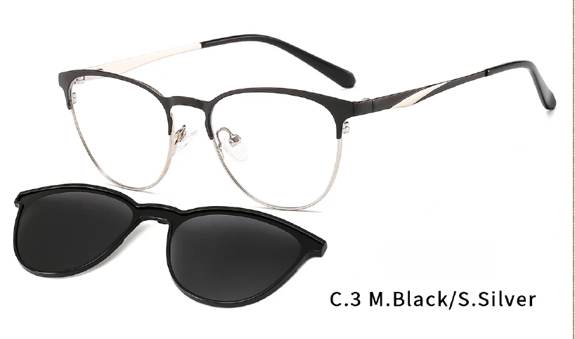 New design optical frame with  Metal Optical Eyeglasses Magnetic glasses frame Clip on Sunglasses