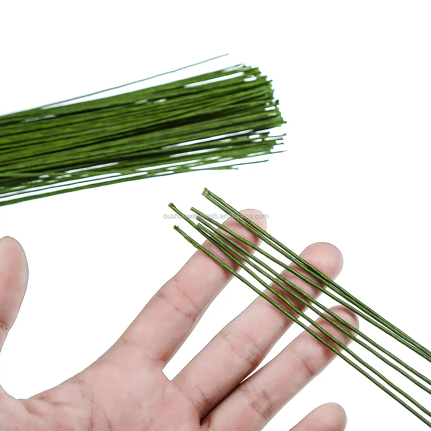 Artificial flower making material supplies 14inch 36cm length green floral wire flower stems craft wire