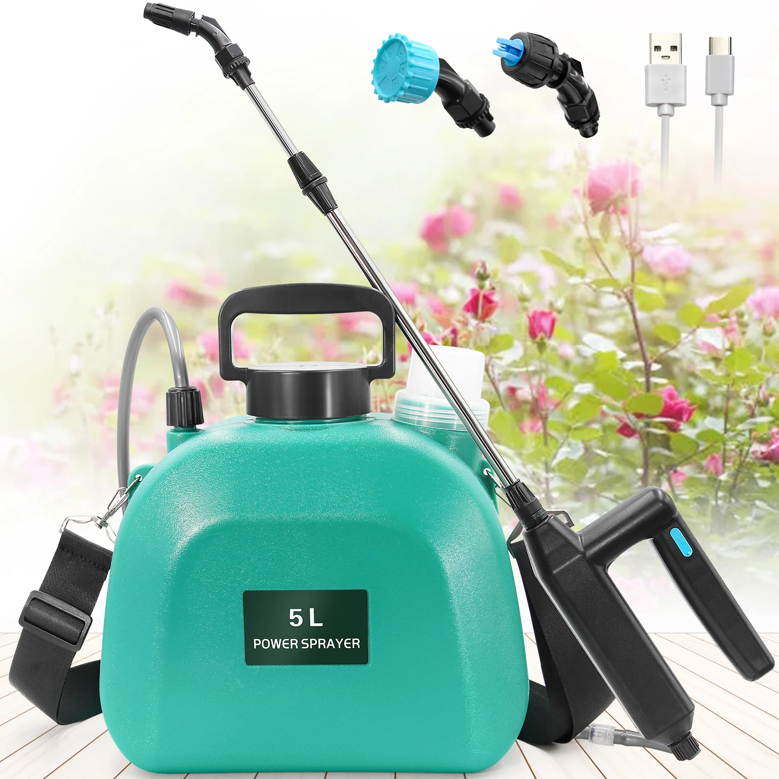 5L High Pressure Power Sprayer Pump Garden Electric Sprayer USB charging hand sprayer 2 gallon