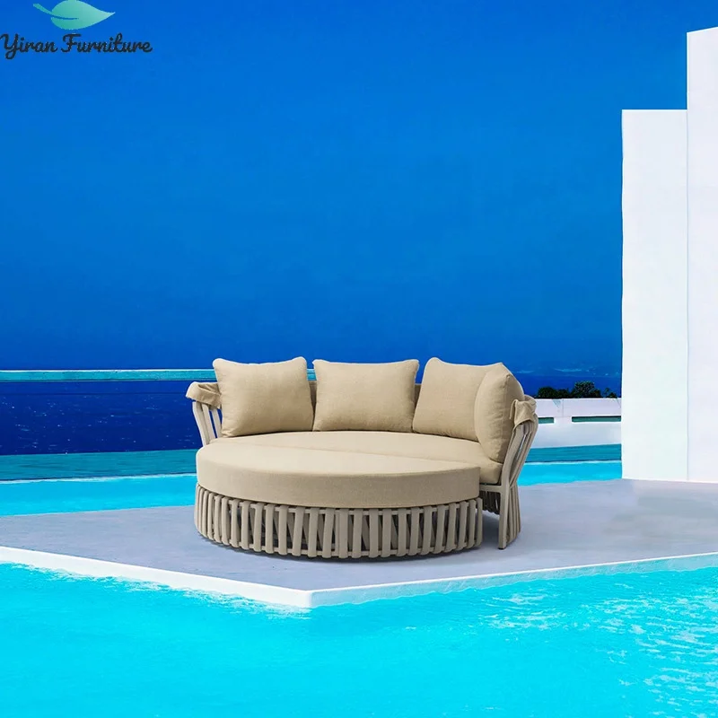 Home Resort Villa Project Outdoor Modern Chinese Leisure Polyester Belt Rope Daybed Furniture