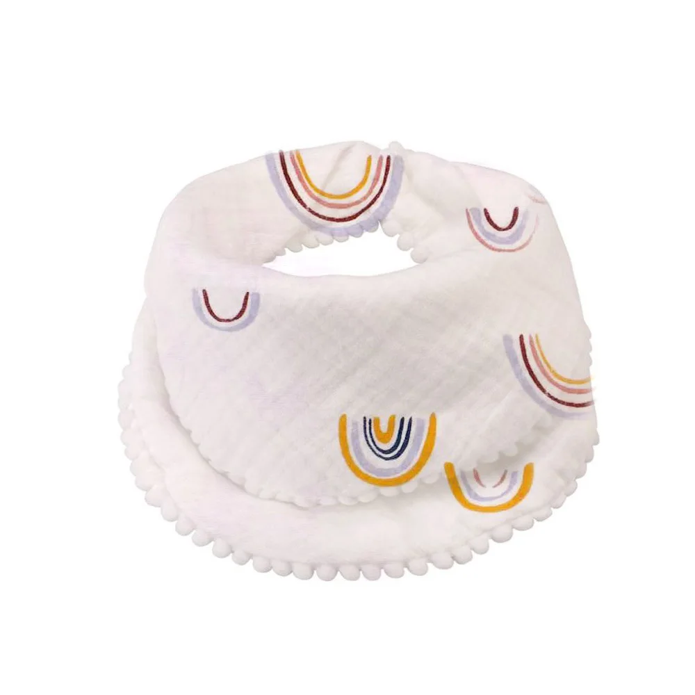 Baby Bandana Drool Bibs Muslin Cotton Toddler Bibs Unisex Teething  pom pom Bibs