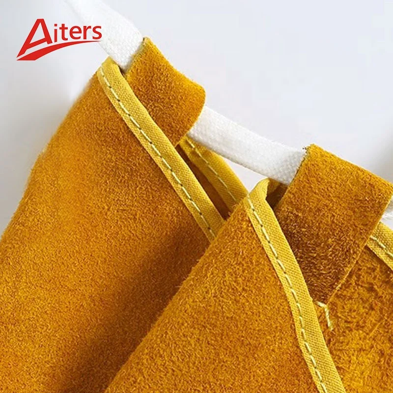 Elongated Welding Sleeve Cow Split Leather Safety Welding Arm Sleeves Cowhide Wear-resistant High-temperature