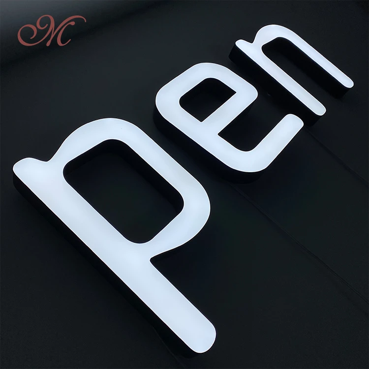 LED 3d logo pattern custom sign light IP68 channel marquee letters acryl sign front light signs