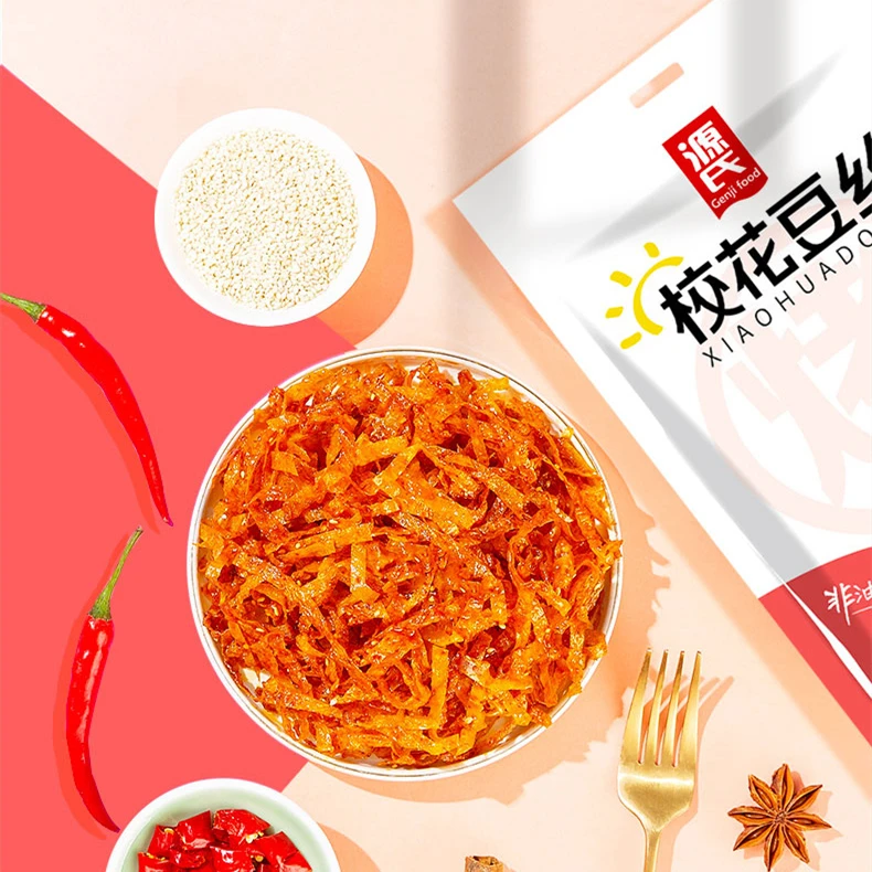 Genji Food Latiao Spicy Strip Snack Food China Wholesale Spicy Tofu Beancurd Wire Crisp Baked Bean Curd