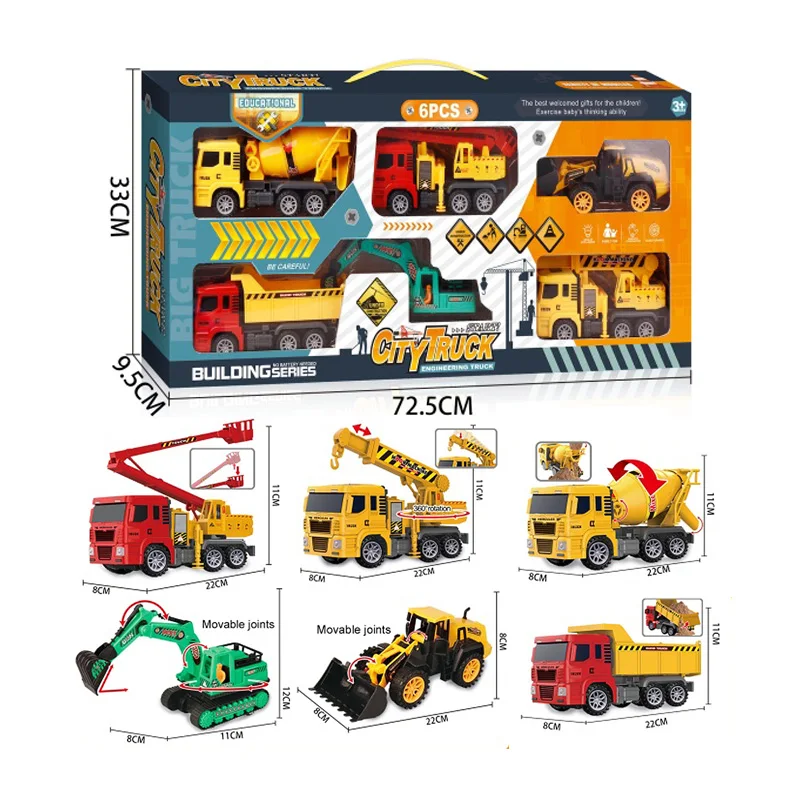 New Toy Engineer Excavator Large Size Inertia Car Boy Set Construction Friction Truck Vehicle Set For Kids