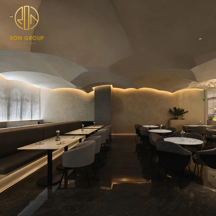 China leather luxury white round marble coffee shop commercial cafe restaurant furniture bench booth seating table and chair set