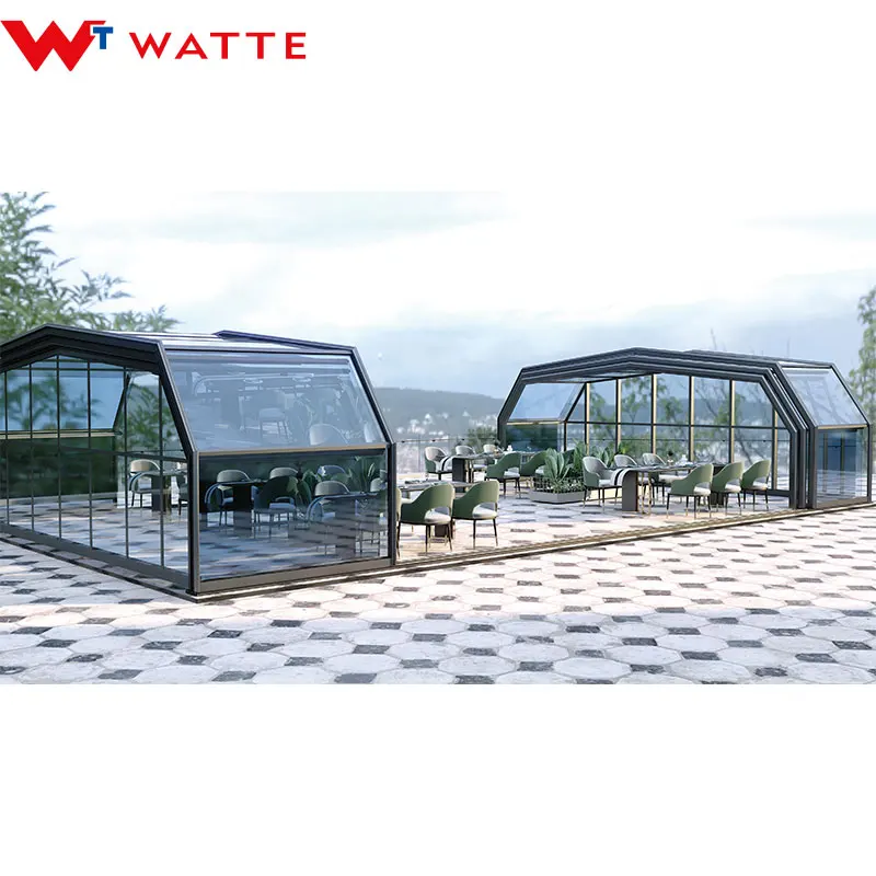 Prefabricated 4 Season Movable Sun Room Glass House Customized Winter Garden Free Standing Aluminium Retractable Sunroom