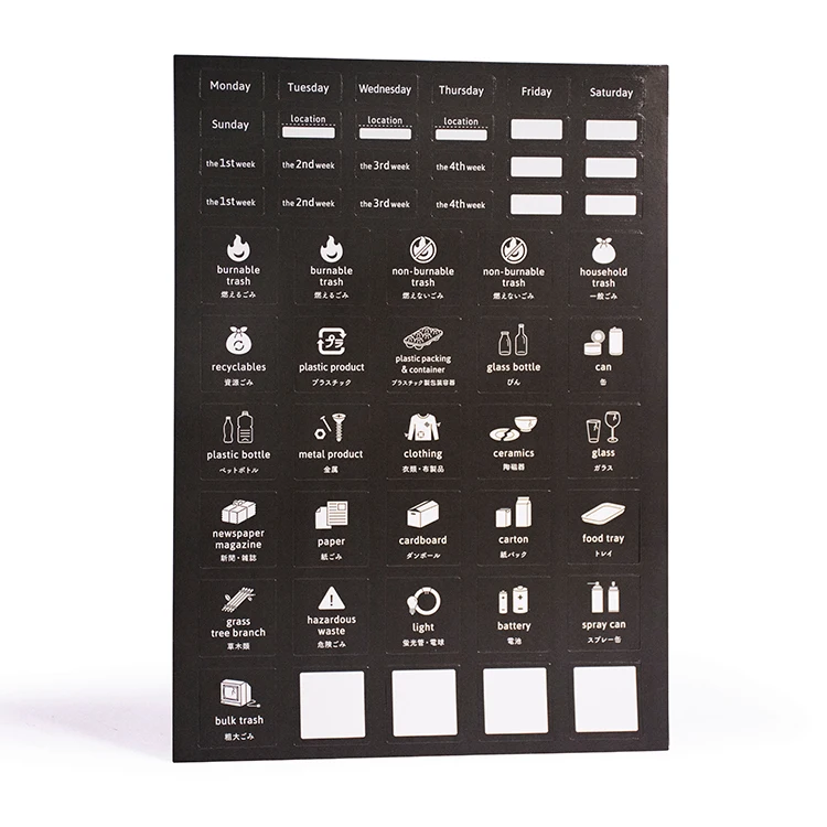 Custom Housework Magnet Sheet Garbage Sorting Magnetic Paper Fridge Magnet