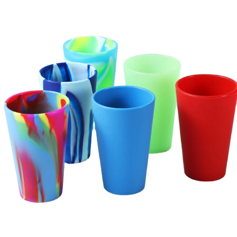 New Wine Tea Cup Custom Silicone Beer Drinking Cup BPA-Free Unbreakable Silicone Cup with Lids and Straws
