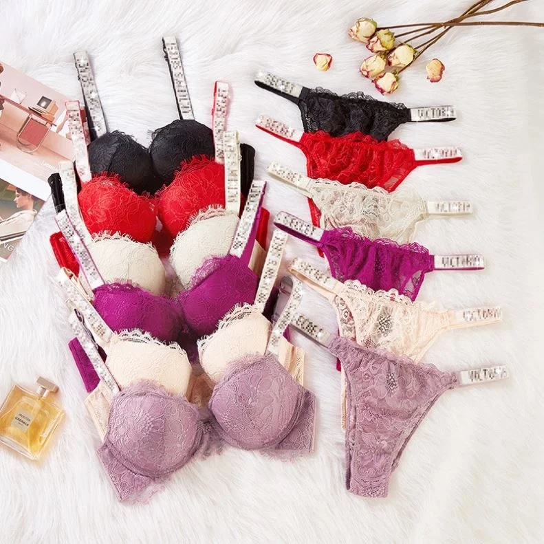 Rhinestone Bra & Brief Set Breathable Vendor  Panty Bra Lingerie secret underwear designer famous brand bra set