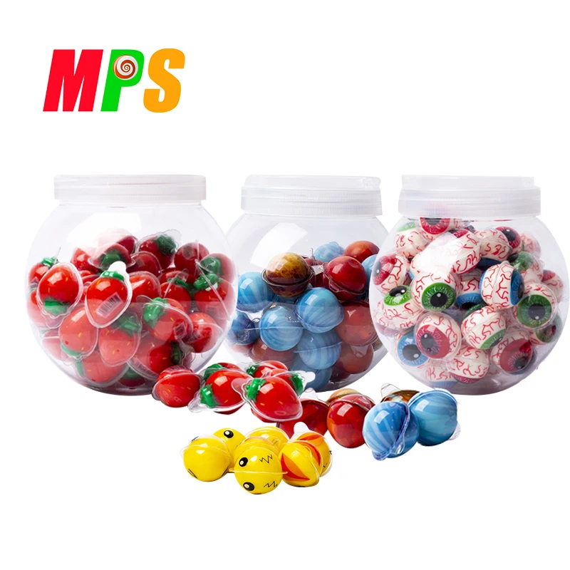 Hot sell wholesale custom halloween bag funny eye gummy sweet OEM fruit taste eyeball shape soft candy